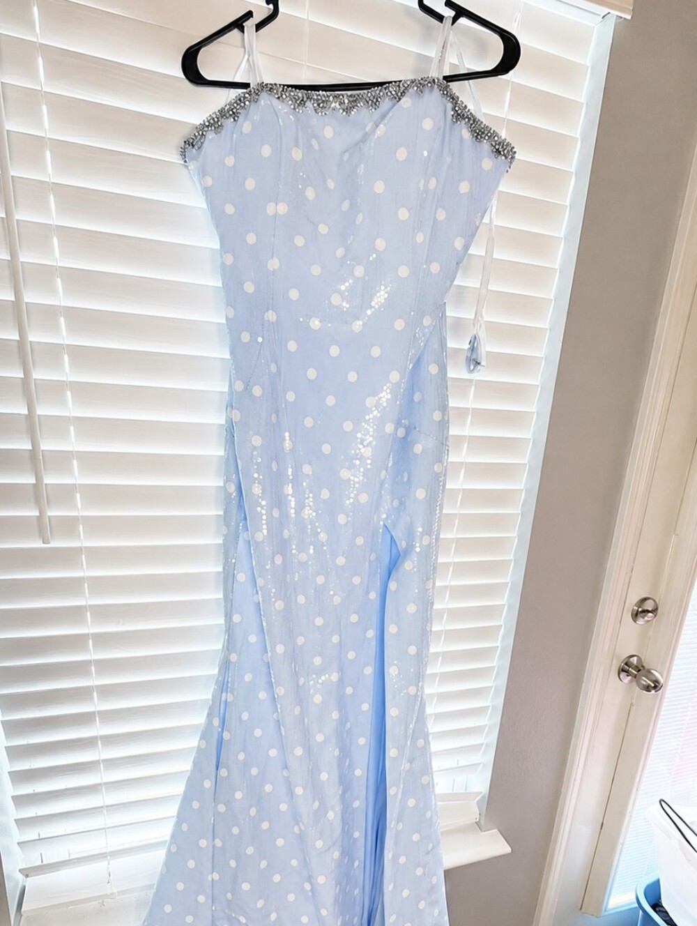 Ava Presley Light Blue Polka Dot Sequin Dress 39253